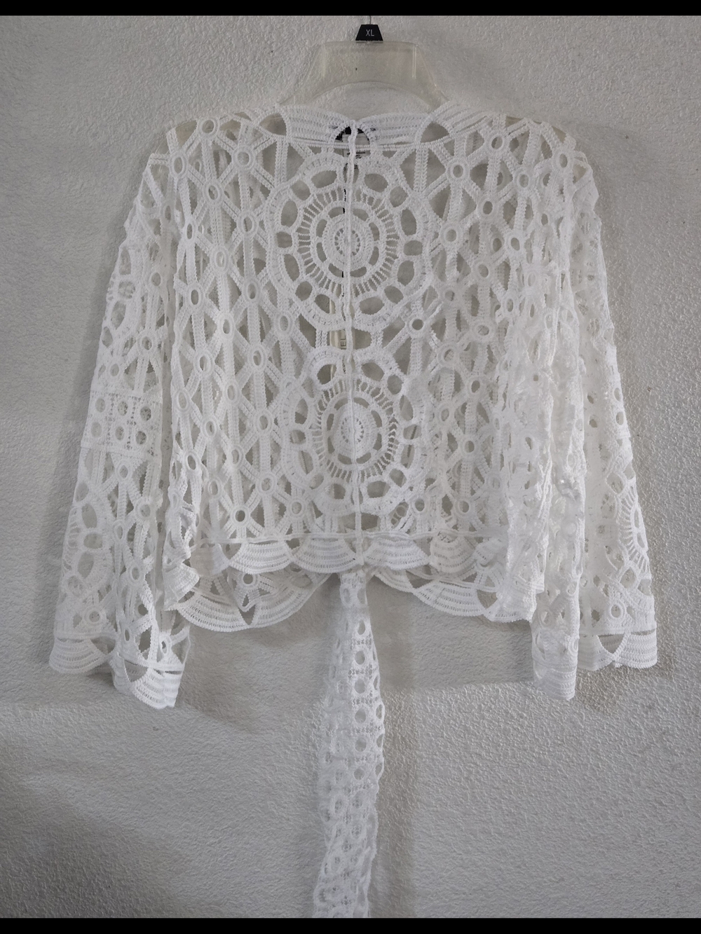 Rachel Zoe White Crochet Tie-Front Cardigan - Picture 4 of 9